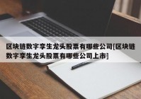 区块链数字孪生龙头股票有哪些公司[区块链数字孪生龙头股票有哪些公司上市]