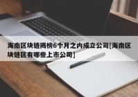 海南区块链揭榜6个月之内成立公司[海南区块链区有哪些上市公司]